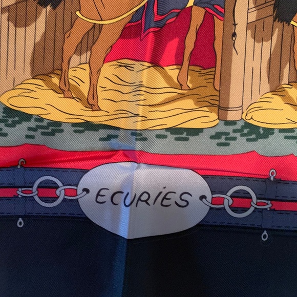 Hermes Ecuries Horse Stable Silk Square Scarf Hugo Grygkar  Hermes Ecuries silk scarf